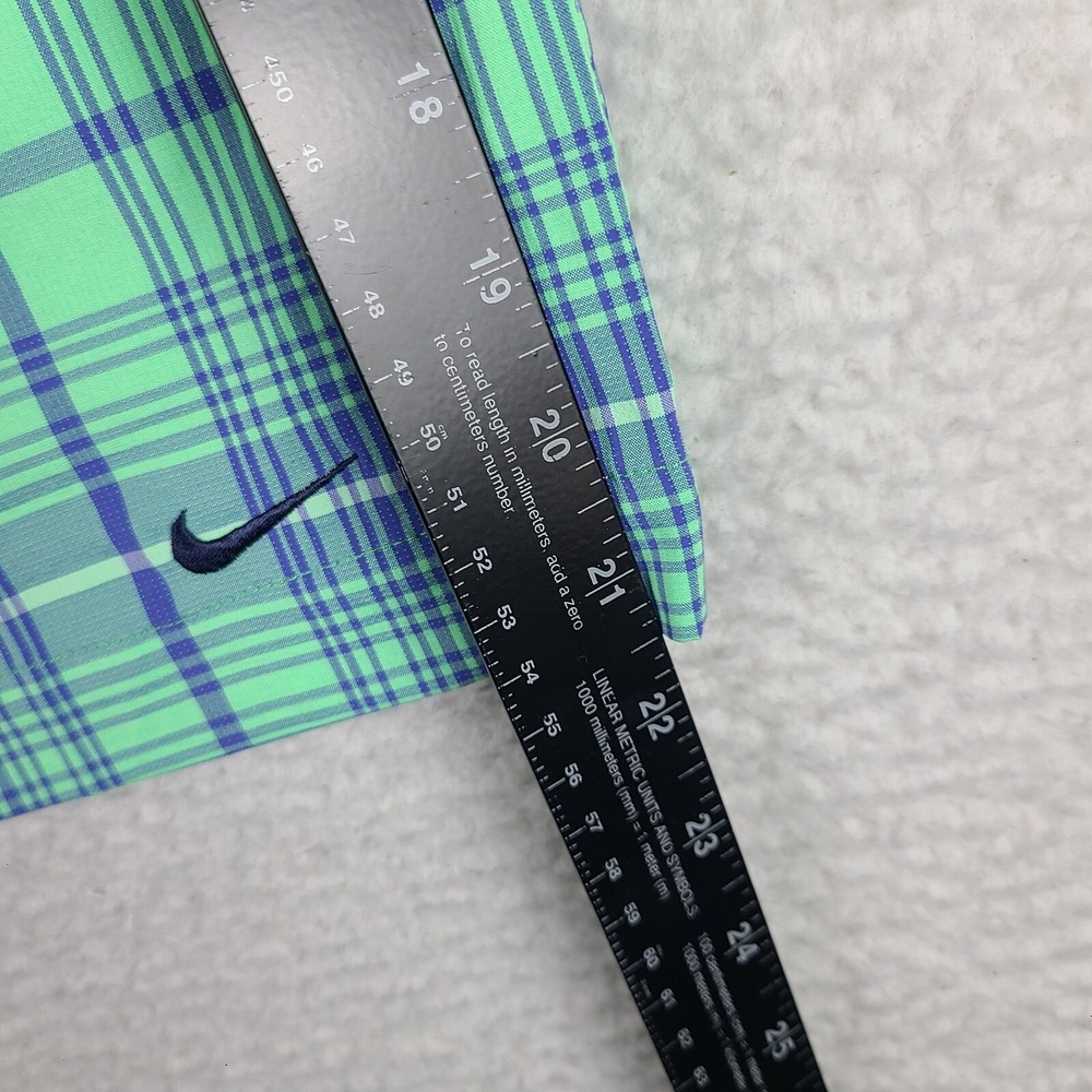 Nike Shorts Boys XL Blue Green Plaid 11" Dri Fit Tour Performance Golf Chino - Picture 8 of 14